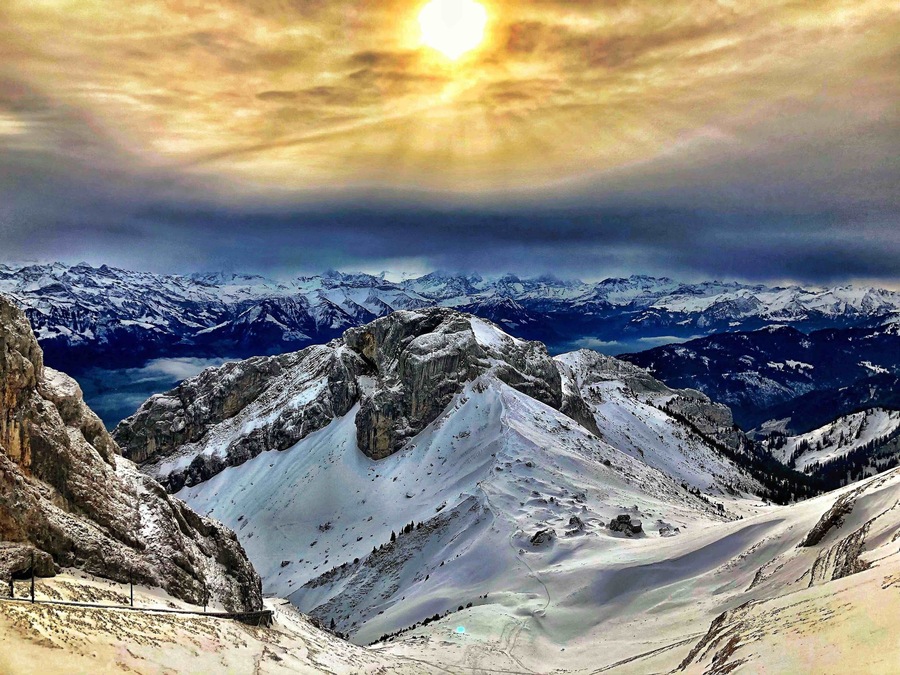 From the top of Mt. Pilatus, Switzerland.
The gondola ride to the top is so worth it!