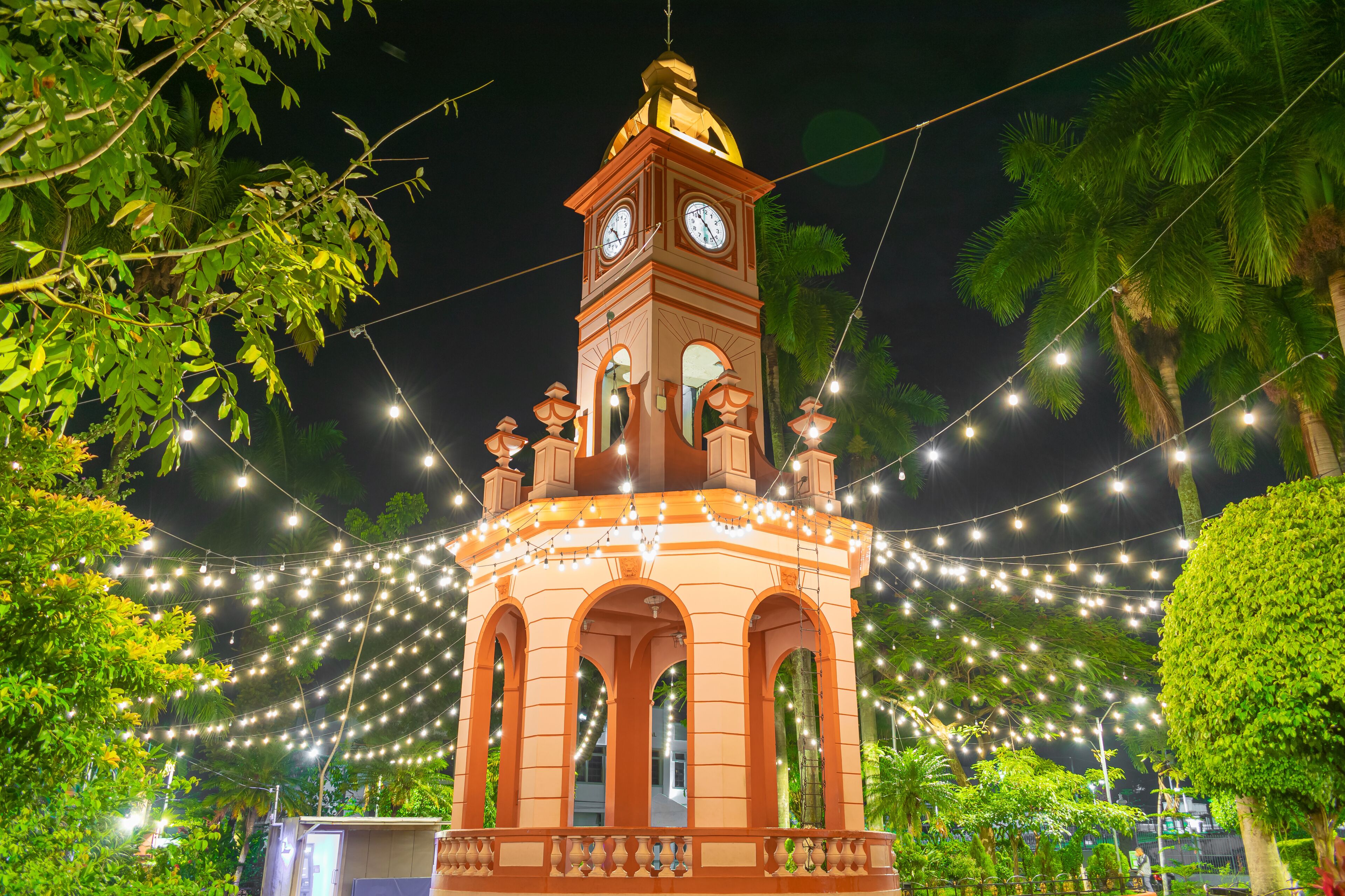 kiosk illuminated at night