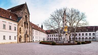 Inner Yard and View of the Cistercian monastery Heiligenkreuz abbey in Heiligenkreuz, Austria