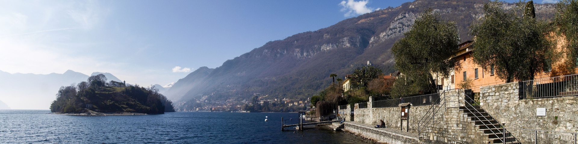 Lakefront and historic buildings of the famous town.
