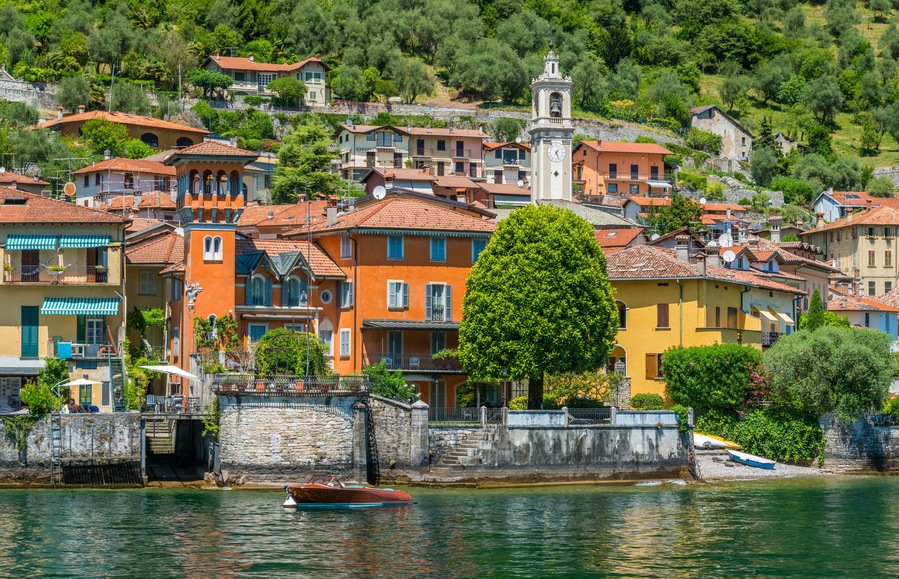 Scenic sight in Sala Comacina, village on Lake Como, Lombardy, Italy.