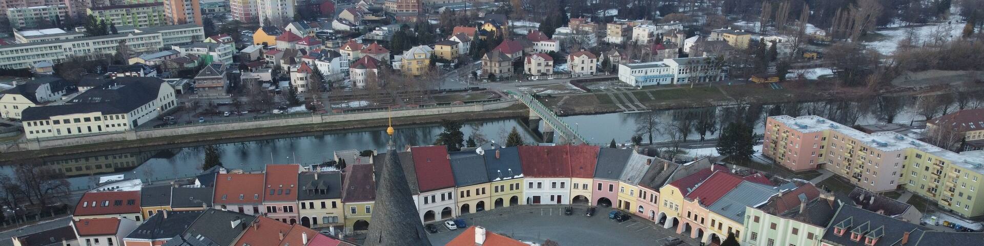 Prerov town center and chimney chemical factory