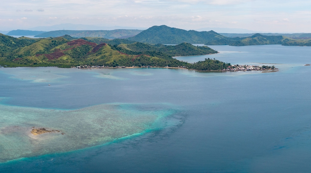 Scenic Aerial Panorama Drone Picture of Abanay Island with East and Middle Bucas Island in the Background, Siargao, Surigao del Norte, Mindanao Philippines