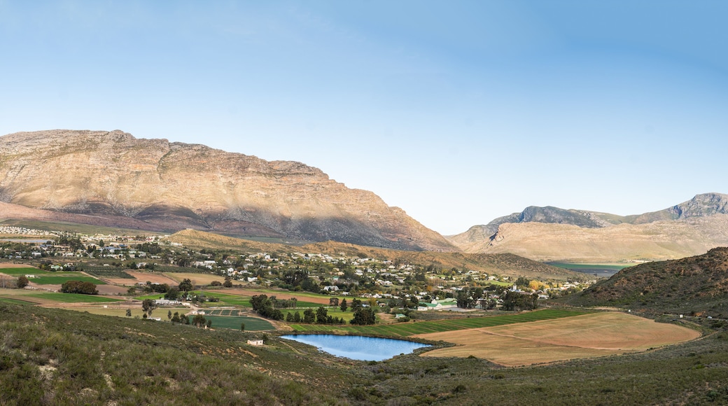 Panorama shot of Barrydale town with blue sky on route 62 in Western Cape South Africa