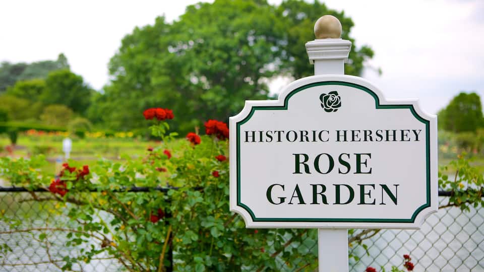 Señal para el histórico jardín de rosas de Hershey.