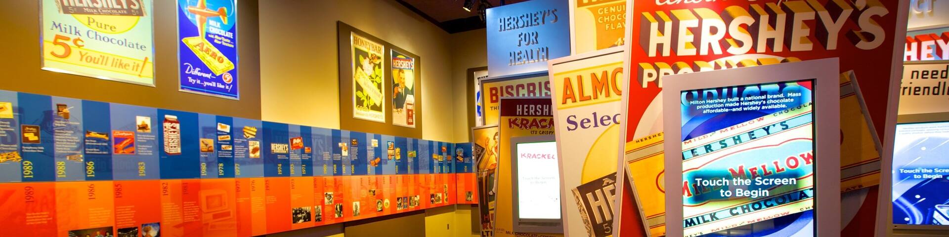 The Hershey Story Museum featuring signage and interior views