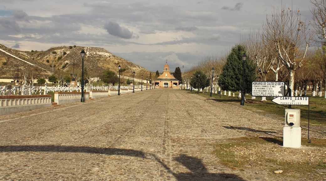 Cementerio de los Mártires de Paracuellos de Jarama, en Madrid. Este cementerio está formado por varias fosas comunes en las que fueron sepultados miles de personas asesinadas por el bando republicano en el otoño de 1936, durante la Guerra Civil Española. Los asesinados lo fueron por motivos tales como ser católicos, monárquicos, derechistas, falangistas, militares o empresarios. Martyrs Cemetery of Paracuellos Martyrs Cemetery of Paracuellos de Jarama, in Madrid. This cemetery is made up of several mass graves in which were buried thousands of people killed by the Republican side in the fall of 1936, during the Spanish Civil War. Those killed were for reasons such as being Catholic, monarchist, rightist falangist, military or businessman.