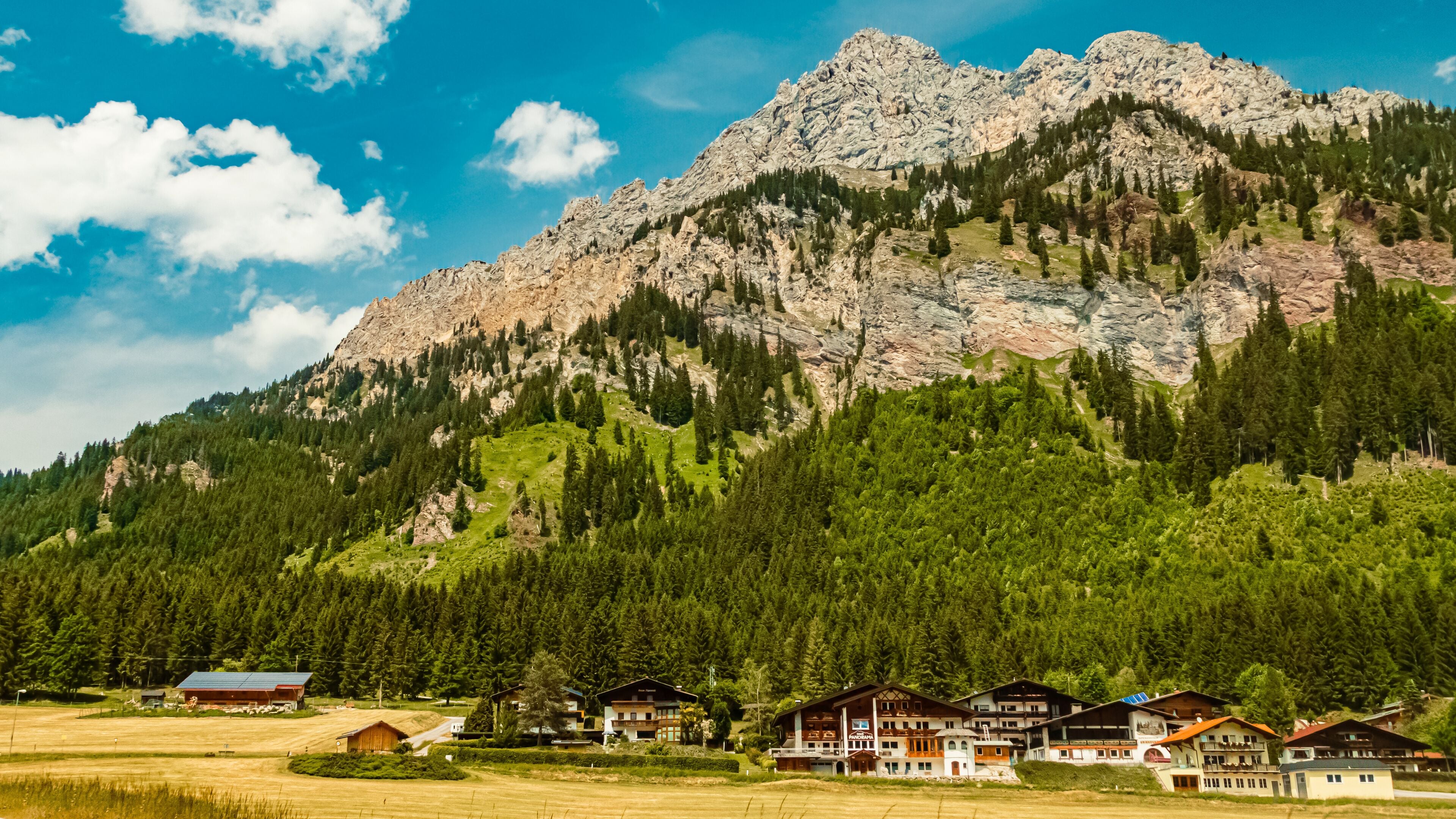Alpine summer view near Nesselwaengle, Tannheimer Tal valley, Reutte, Tyrol, Austria