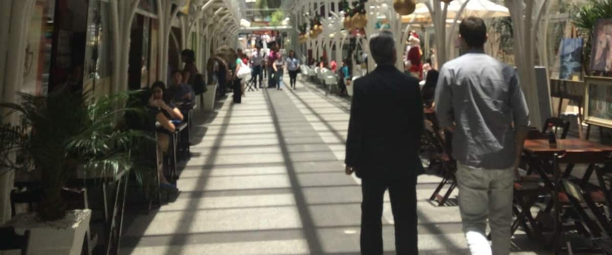 No longer open 24 hours a day. A pleasant covered shopping street.