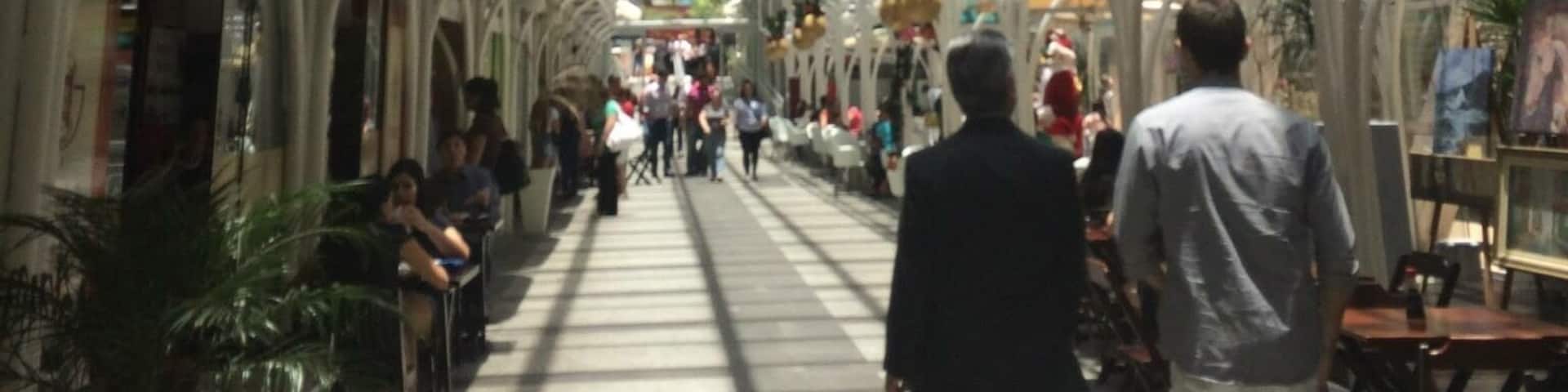 No longer open 24 hours a day. A pleasant covered shopping street.