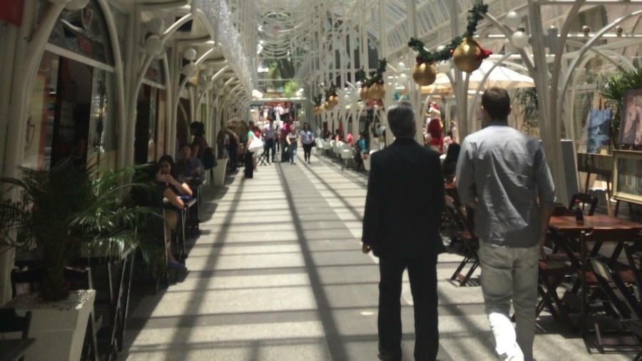 No longer open 24 hours a day. A pleasant covered shopping street.