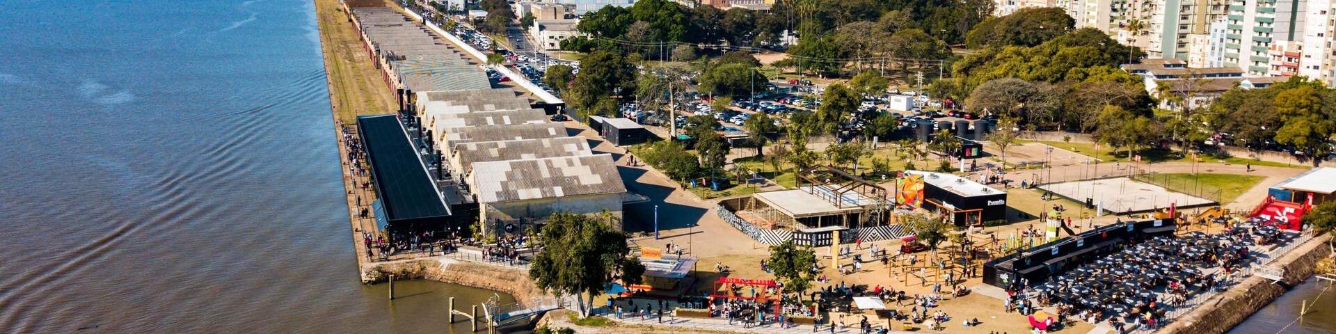 Porto Alegre RS - Aerial view of the Embarcadero Pier on the Guaíba shore