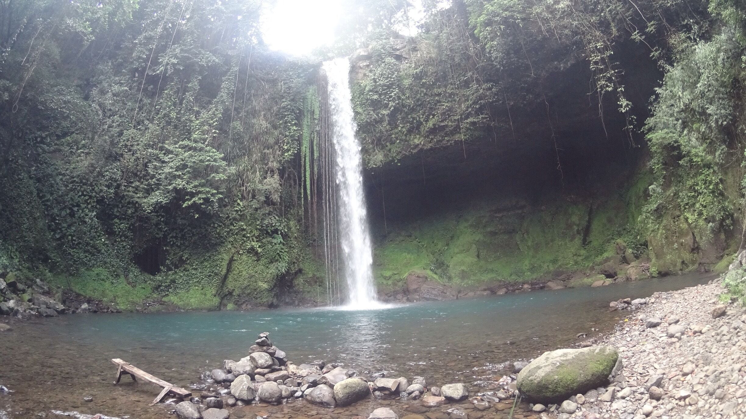 Bluish  water of Buruwisan Falls. Super cold. 