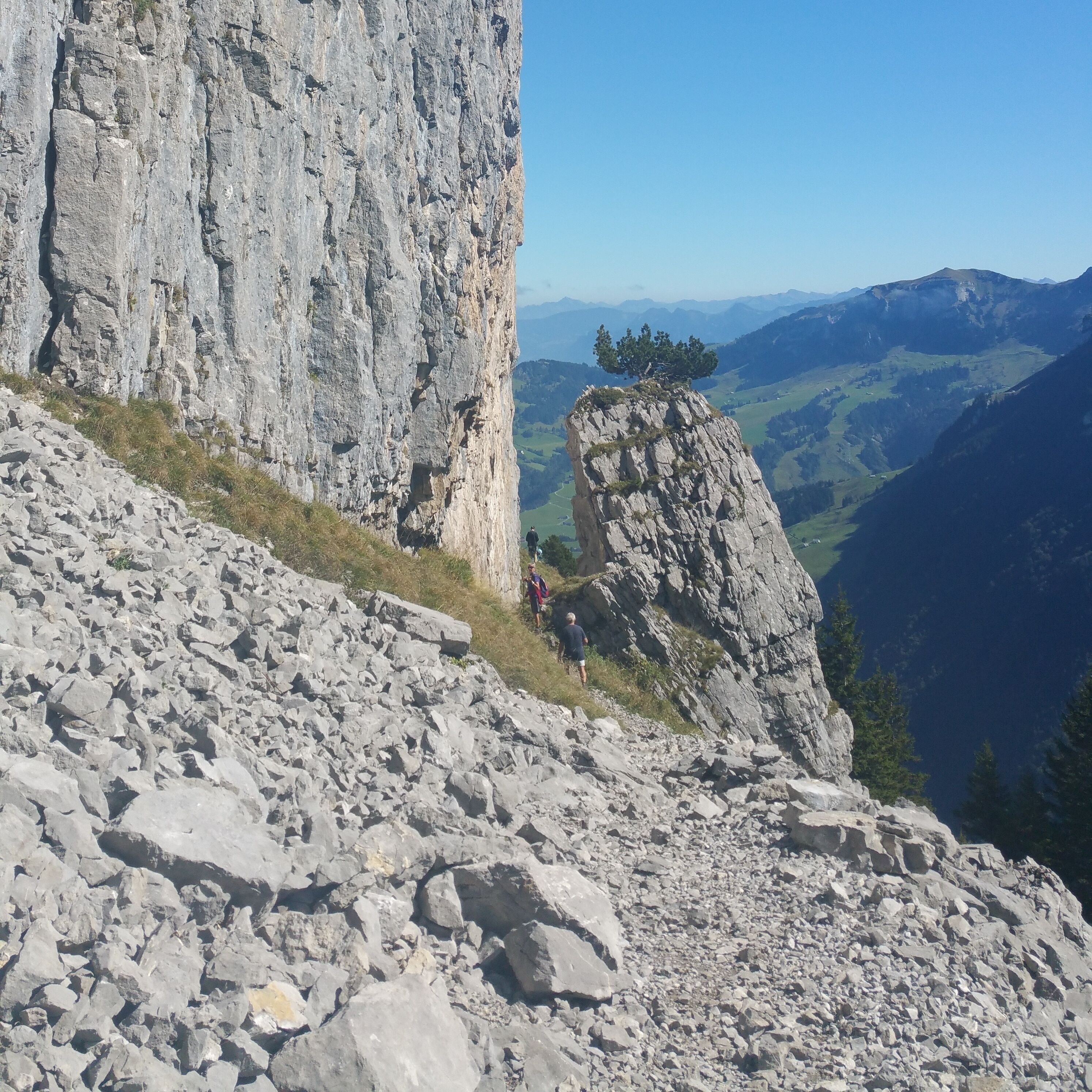 Great Rock formations up to 2500 meter high, deep and steep valleys. Must see! Look closer you and you can see people hiking which is my Dad who is 84 years old:)