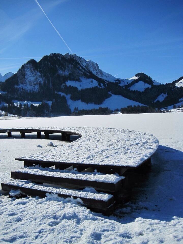 You can't tell here, but under all this #Snow is a lake. I took some amazing photos here this day. Picture perfect in every way. #Switzerland