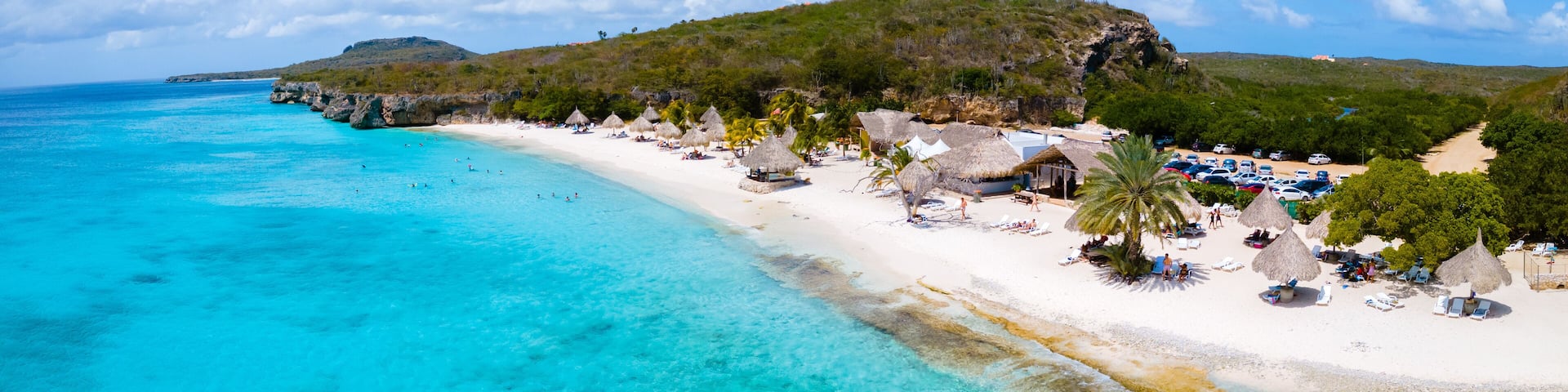 Cas Abao Beach Playa Cas Abao Caribbean island of Curacao, Playa Cas Abao in Curacao Caribbean tropical white beach with a blue turqouse colored ocean.