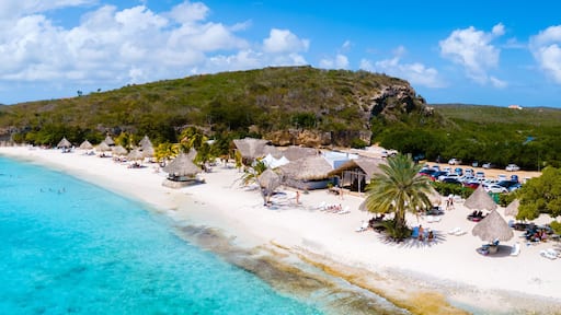 Cas Abao Beach Playa Cas Abao Caribbean island of Curacao, Playa Cas Abao in Curacao Caribbean tropical white beach with a blue turqouse colored ocean.