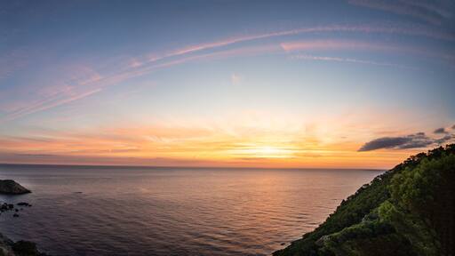 Sunset Panorama Along the Costa Brava Coastline in Spain