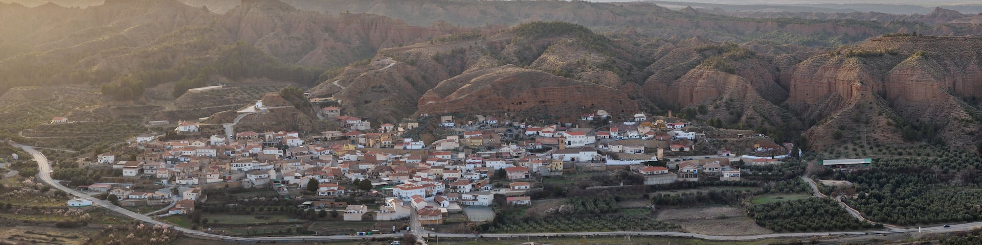 Tabernas desert panoramic landscape from "Fin del Mundo" viewpoint, Spain