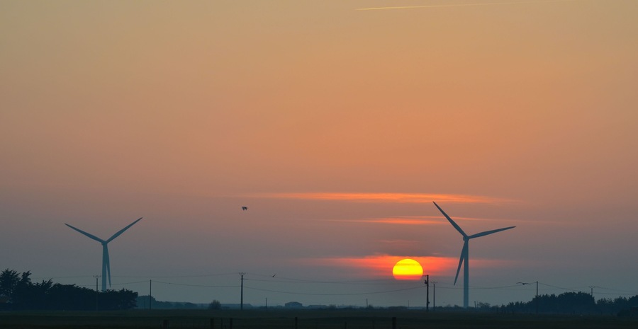 Wind Turbines. Éoliennes. Bouin, Vendée, France