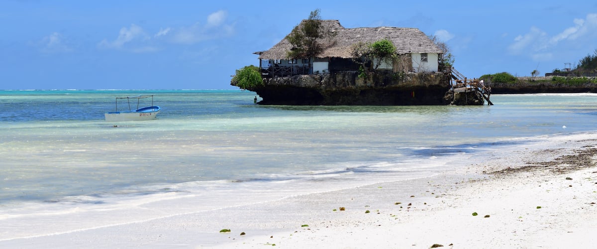 The Rock famous amazing location restaurant, Pingwe, Zanzibar, Tanzania, Africa