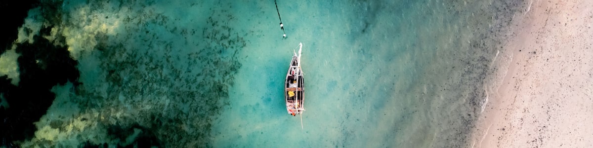 dhow on the ocean areal view