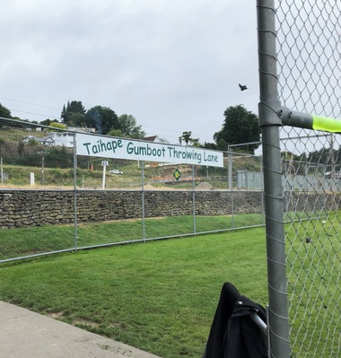 Taihape is small town in the North Island in New Zealand. They have a Gumboot throwing competition that is open to anyone passing by. Just pick one up and swing it as far as you can. The current records were marked and it was so much fun trying to beat the record! Can you spot the flying boot? #trovember #hiddengem #newzealand #taihape #flyinggumboots