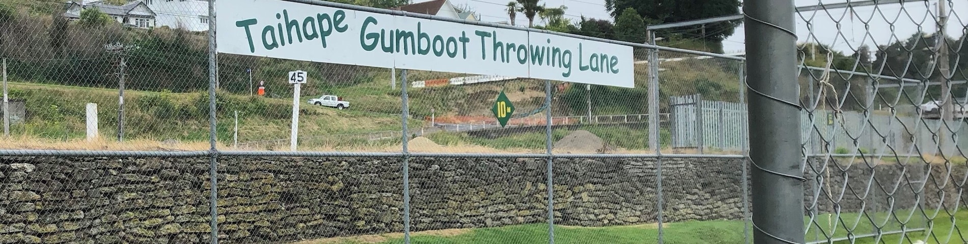 Taihape is small town in the North Island in New Zealand. They have a Gumboot throwing competition that is open to anyone passing by. Just pick one up and swing it as far as you can. The current records were marked and it was so much fun trying to beat the record! Can you spot the flying boot? #trovember #hiddengem #newzealand #taihape #flyinggumboots