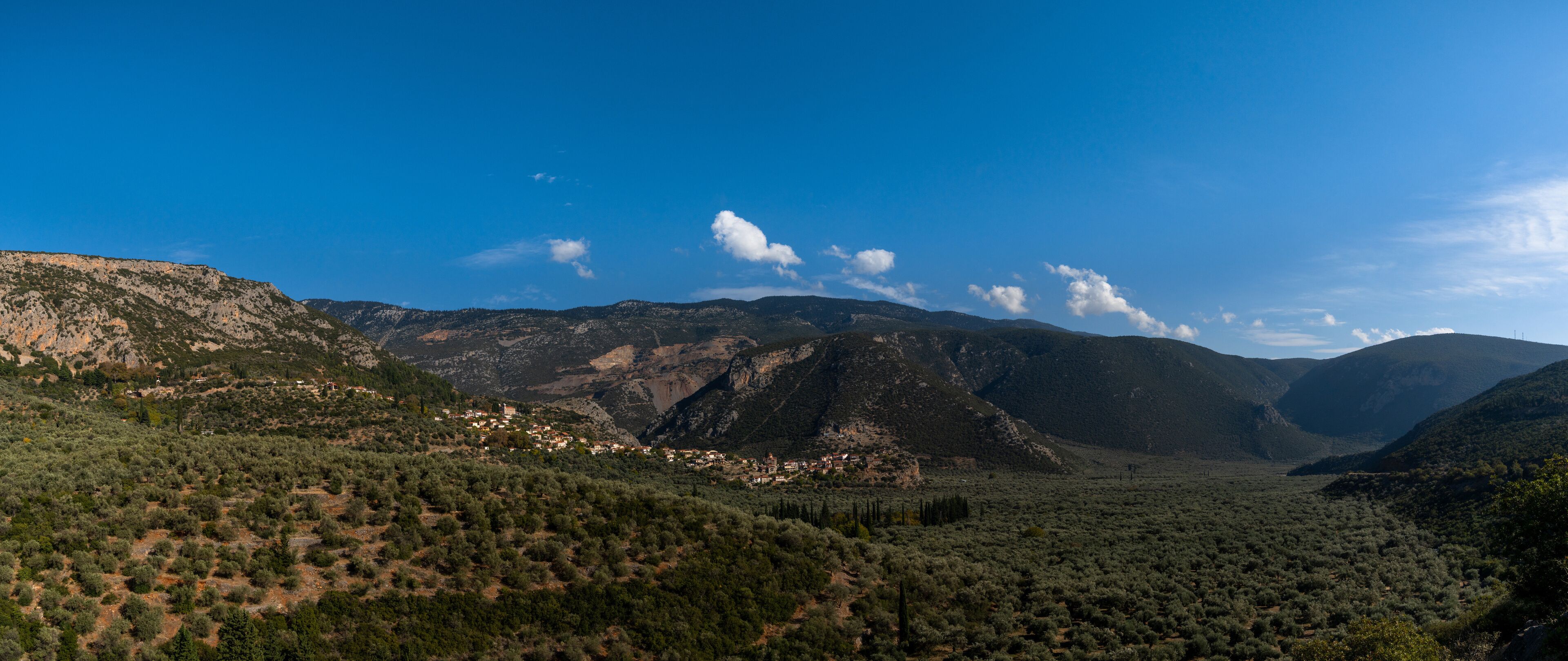panorama view of the small mountain village of Eleonas in the mountains of Central Greece