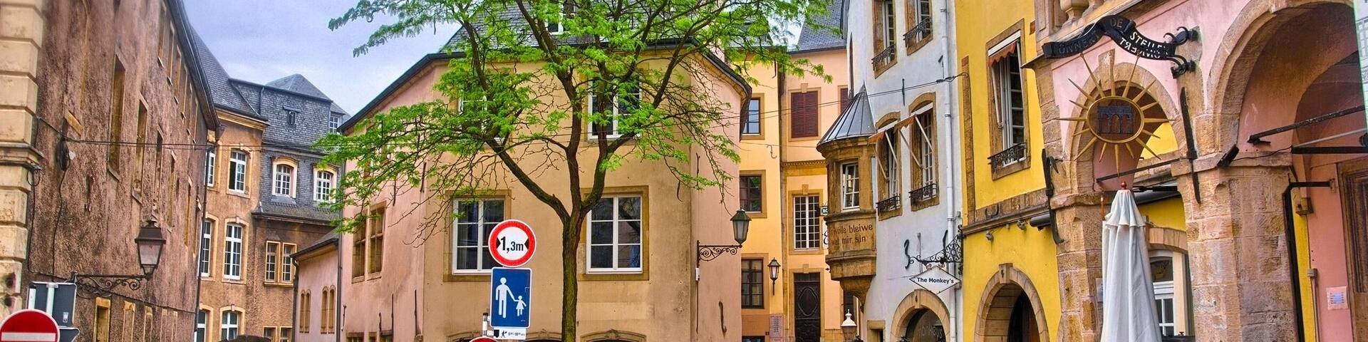 LUXEMBOURG CITY - JUN 2013: Narrow medieval street w