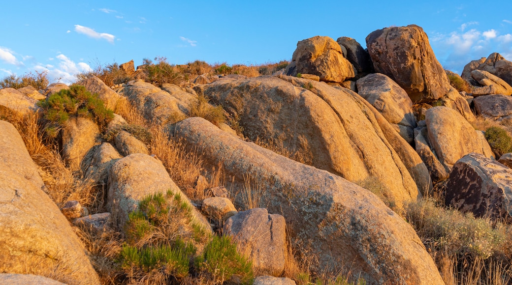 Large boulders on a hill during sunset lighting