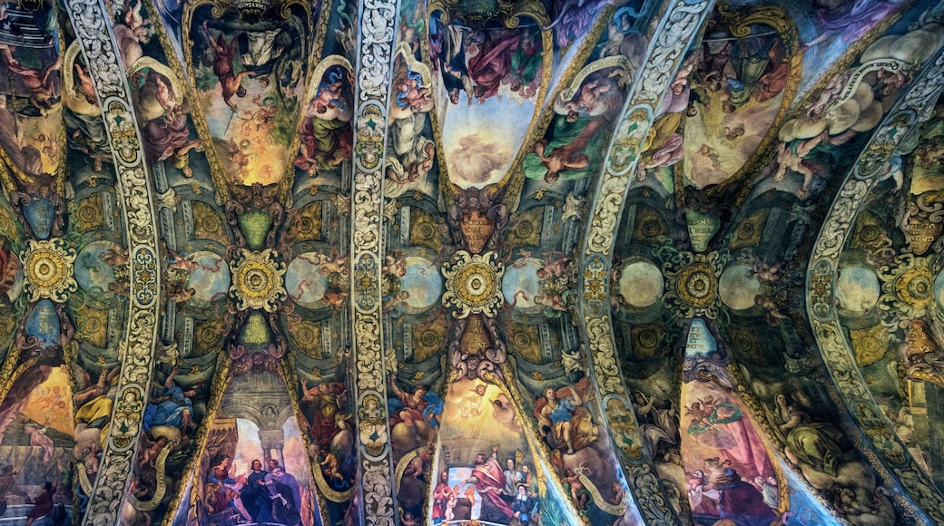 Spain, Valencia, Low angle view of frescos on ceiling in Co-cathedral of Saint Nicholas of Bari