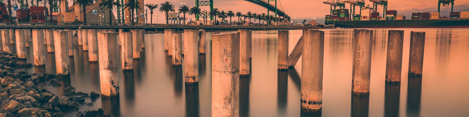 Calm water glowed in orange