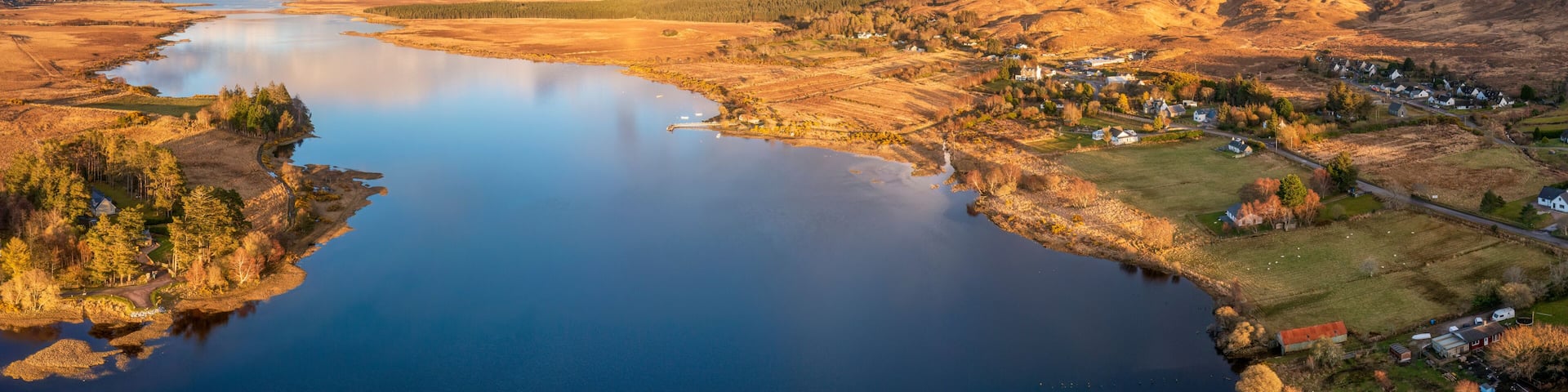 UK, Scotland, Acharacle, Aerial view of Loch Shiel with clouds in background