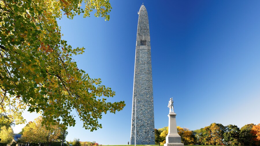 The Bennington Battle Monument at Sunset. The Monumnet is a 301 or 306 ft stone obelisk in Bennington, Vermont.