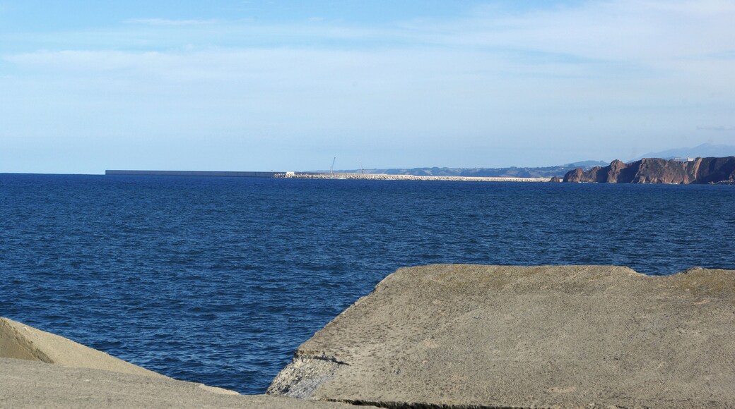 Port breakwater of Gijón view from Candás breakwater, Carreño (Asturias, Spain)