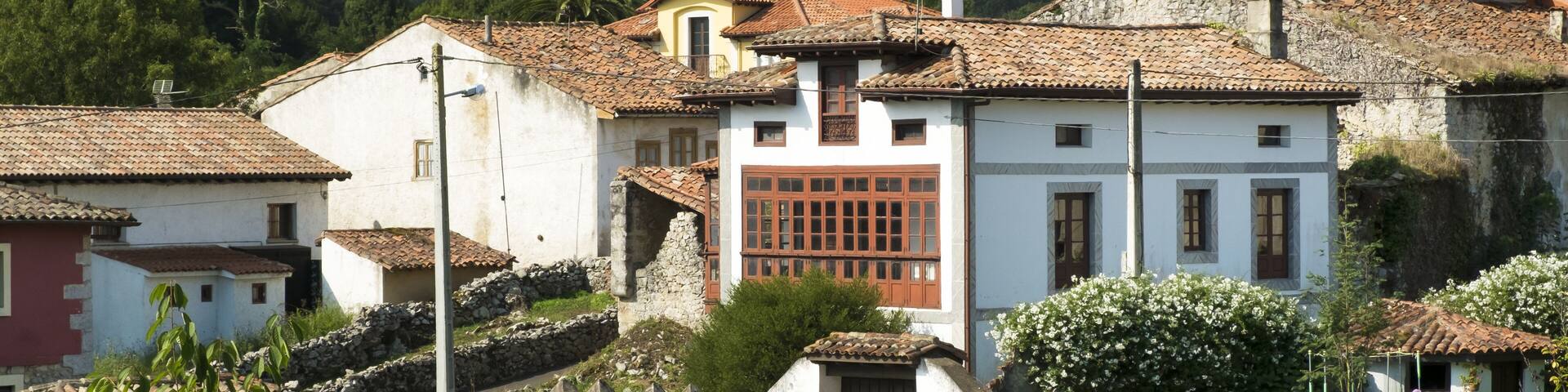 Typical rural Asturian villge, Parres, Asturias, Spain.