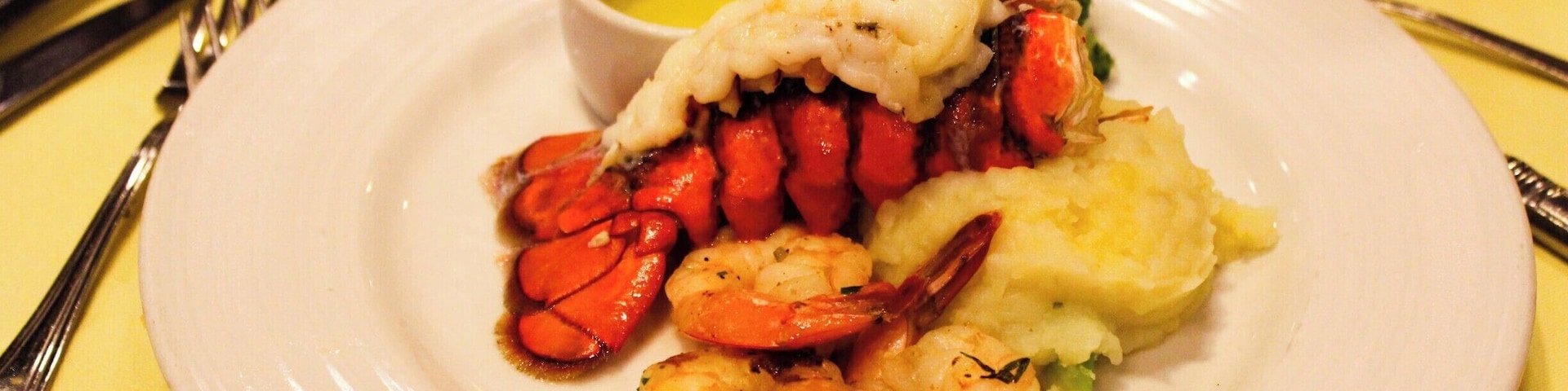 Shrimp & lobster for dinner at Carnival Inspiration's 5-day cruise from Long Beach, California to Ensenada, Mexico.