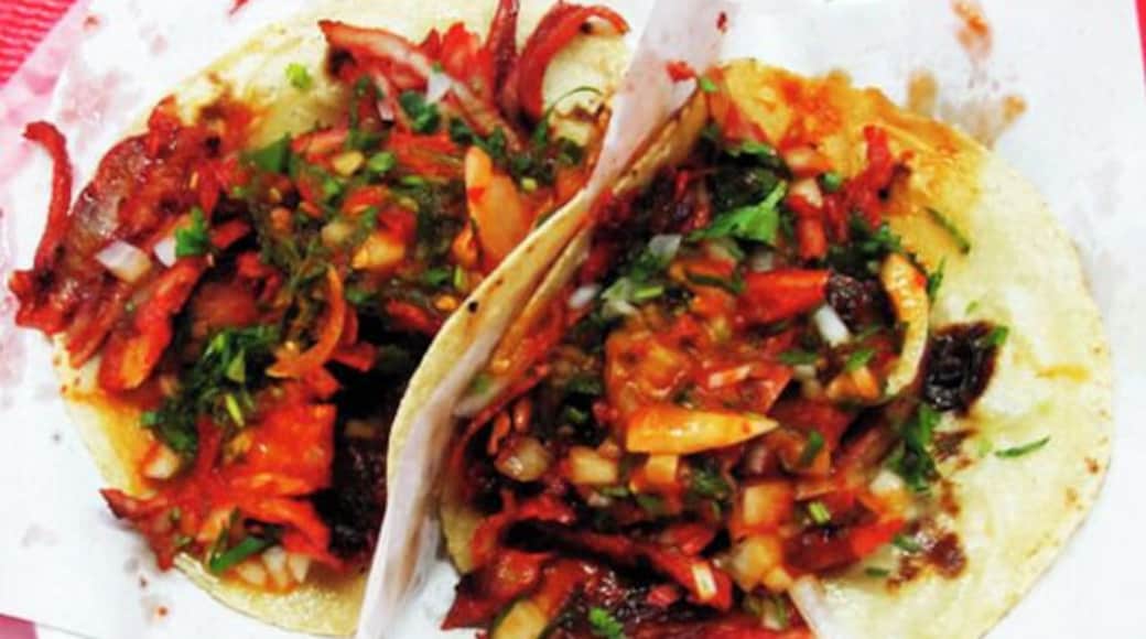 Tacos al pastor from a stand in Ensenada.