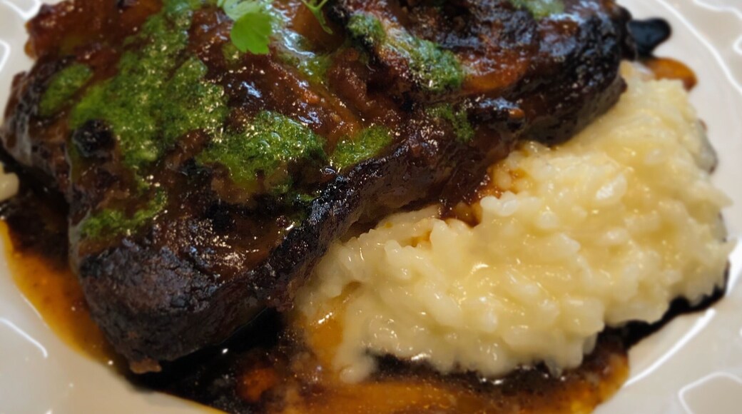 Ossobuco a fiorentina e risoto bianco com gremollata