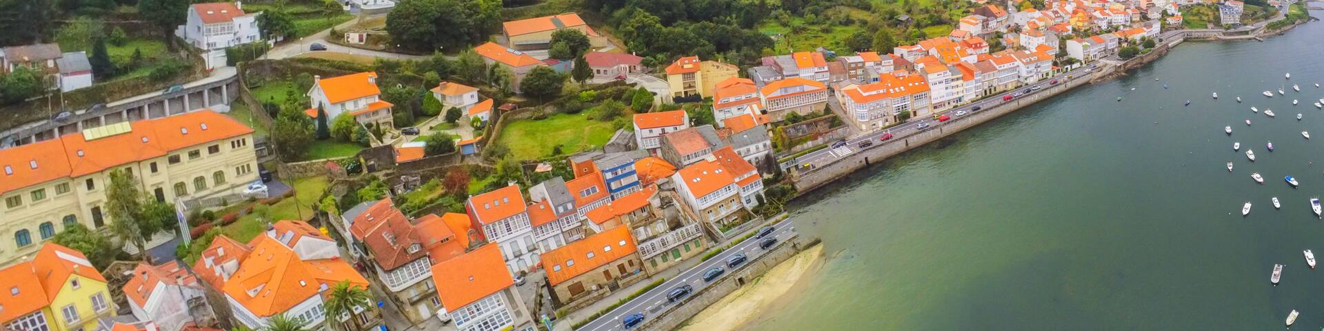 Galicia. Corcubion, village of Galicia.Spain. Aerial Photo