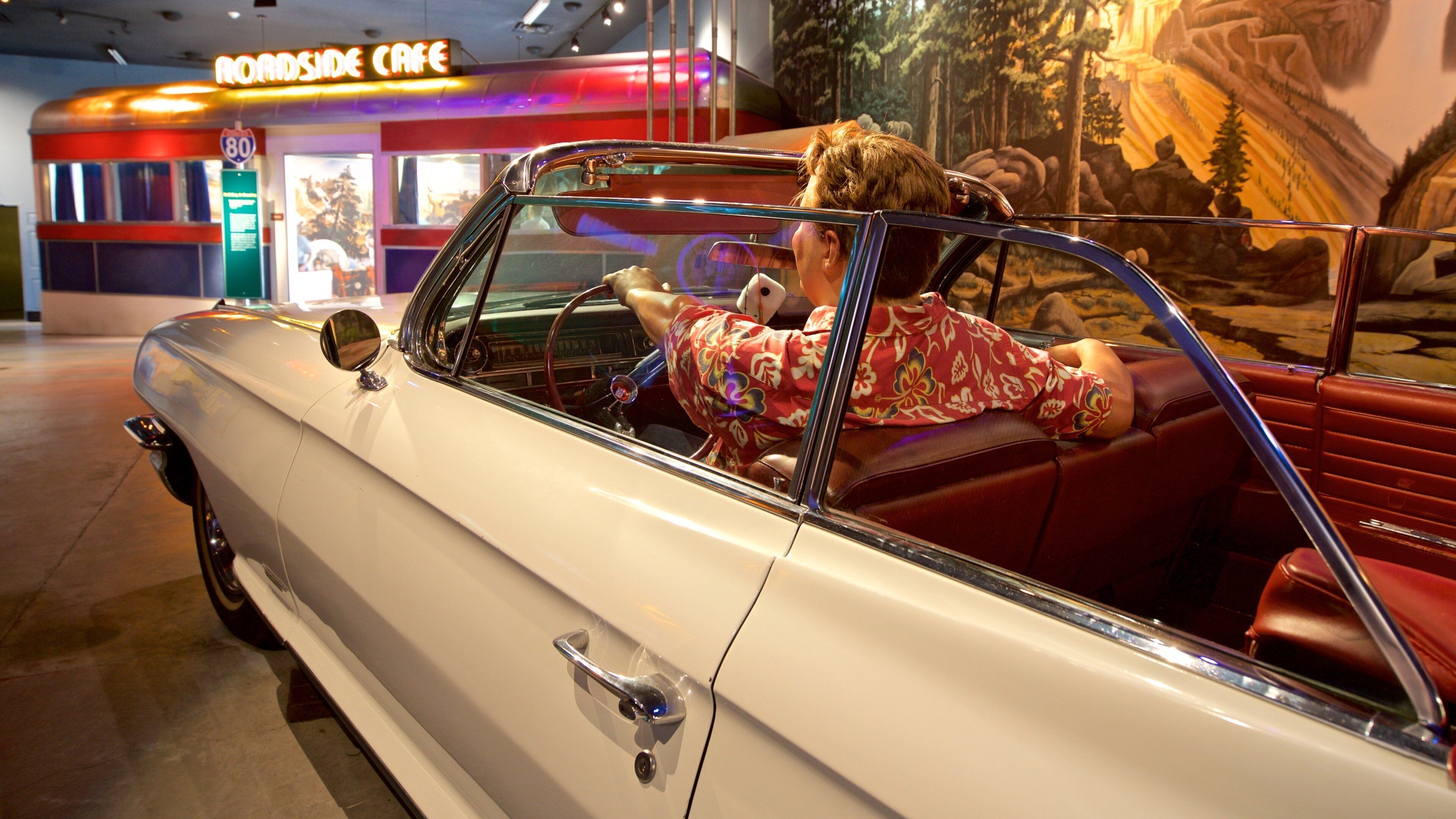 Great Platte River Road Archway showing heritage elements and interior views as well as an individual male