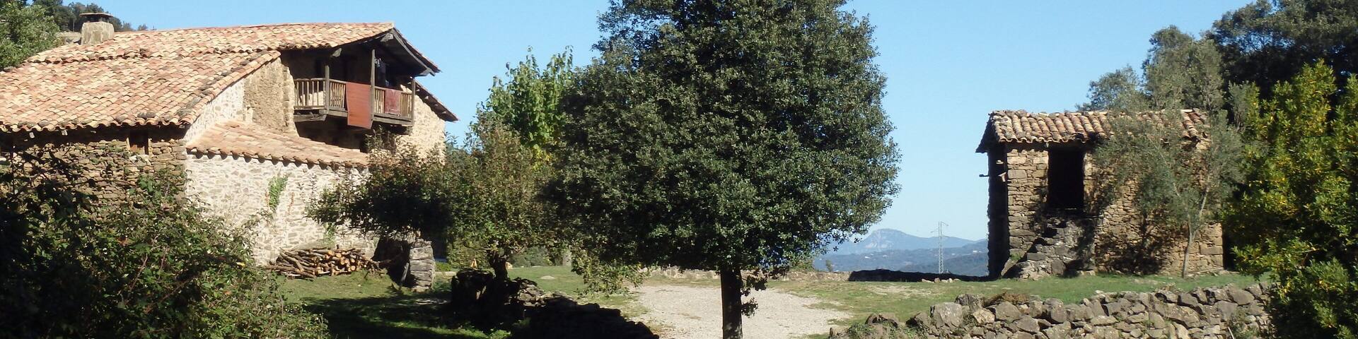 La Casa Nova de la Codina (a l'esquerra) i cabana. (Joanetes, la Vall d'en Bas)
