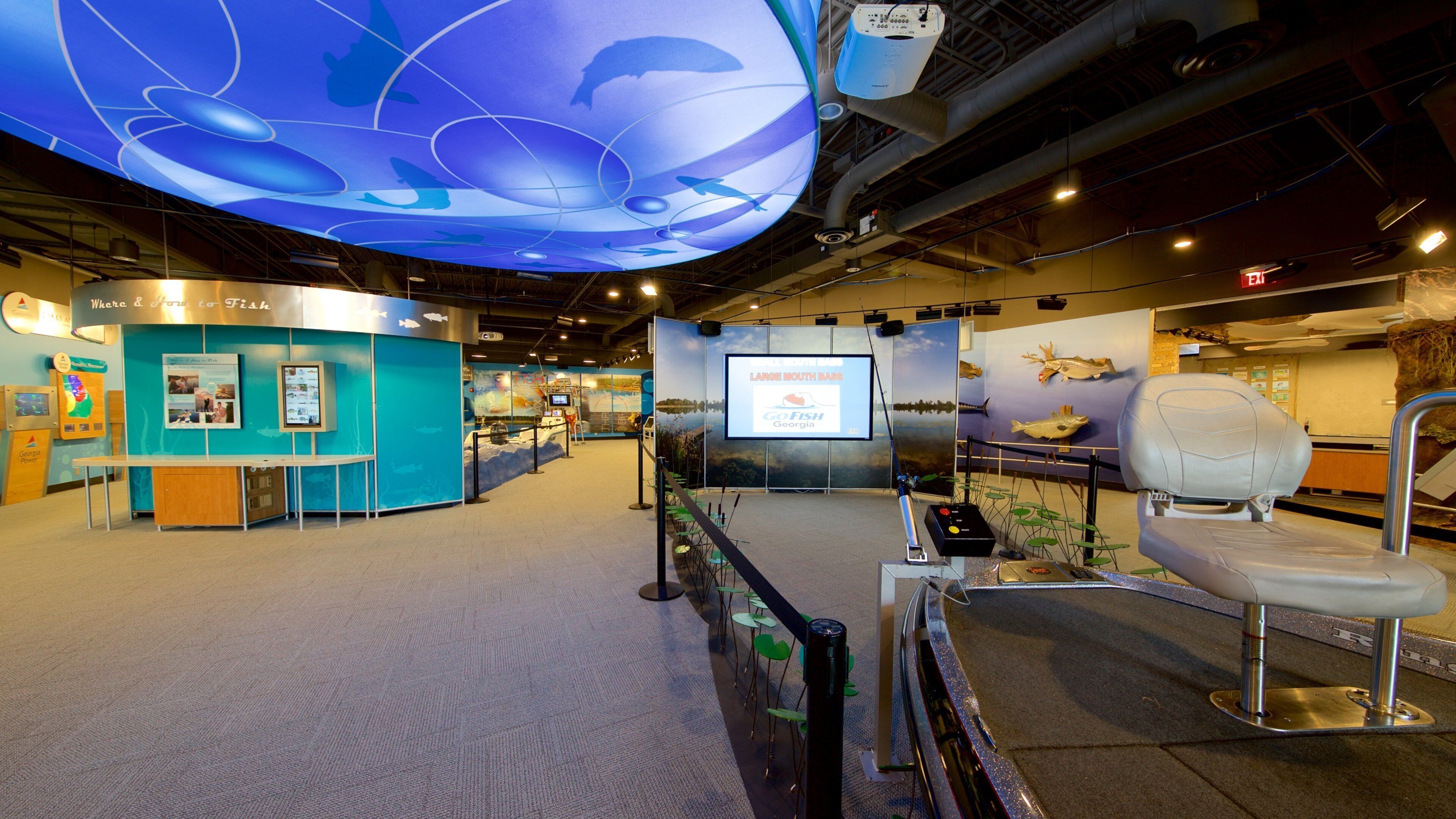 Go Fish Education Center showing marine life and interior views