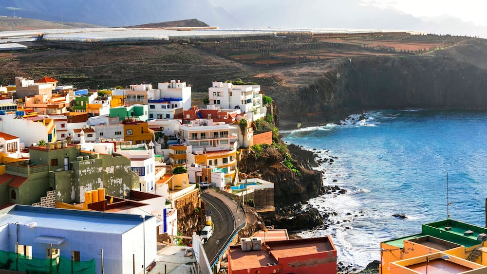 Grand Canary island. traditional architecture, colorful houses, Puertito de Sardina in north,scenic coastal village.