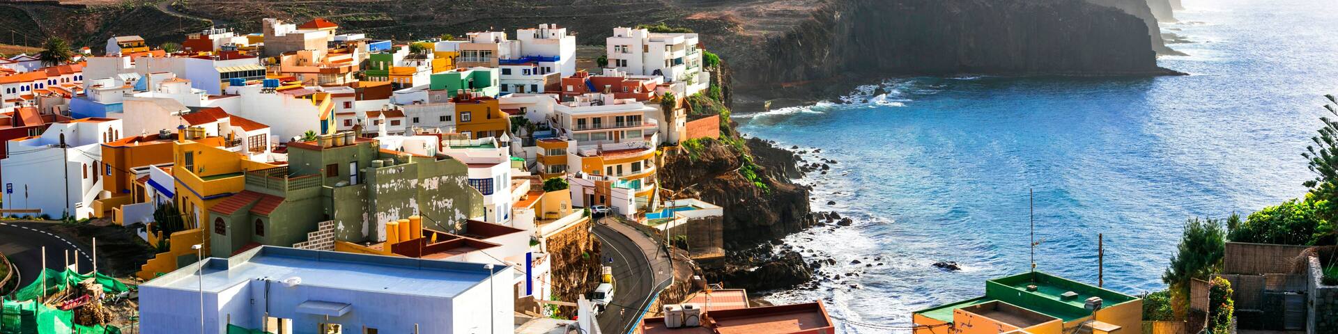 Grand Canary island. traditional architecture, colorful houses, Puertito de Sardina in north,scenic coastal village.
