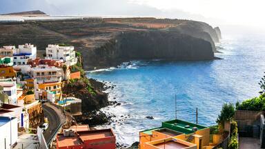 Grand Canary island. traditional architecture, colorful houses, Puertito de Sardina in north,scenic coastal village.