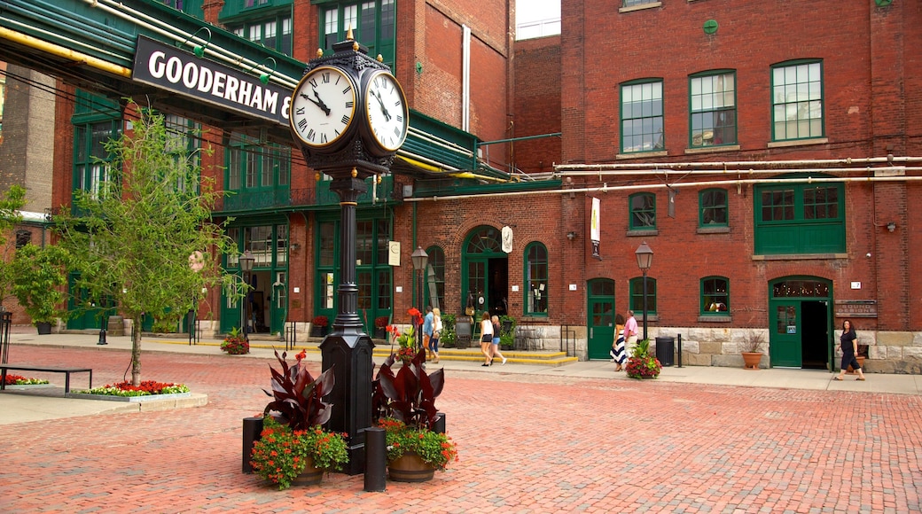 The Distillery Historic District which includes heritage architecture, a square or plaza and a city