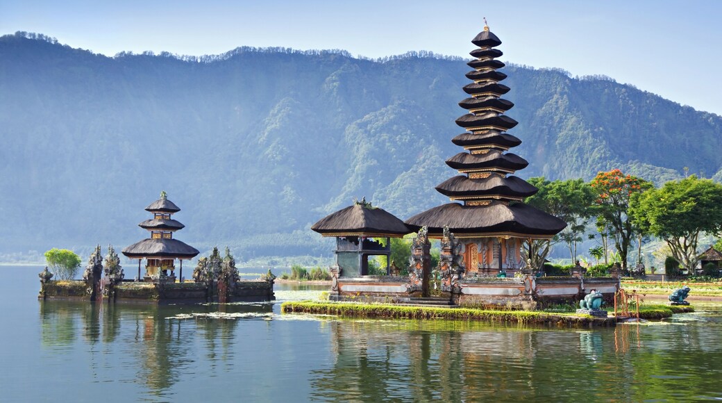 Pura Ulun Danu Bratan, or Pura Beratan Temple, Bali island, Indonesia. Pura Ulun Danu Bratan is a major Shivaite and water temple on Bali island, Indonesia., Shutterstock ID 94109272, Purchase Order: