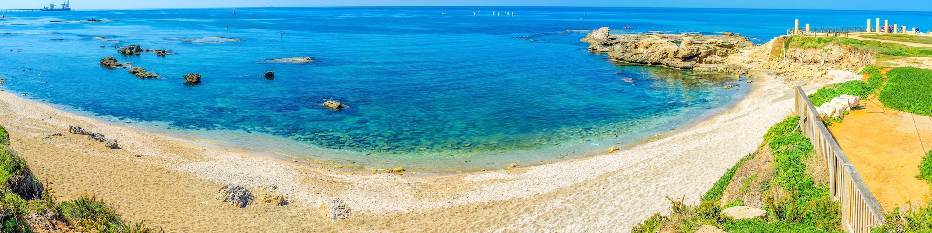 Panorama of the beach, Caesarea, Israel